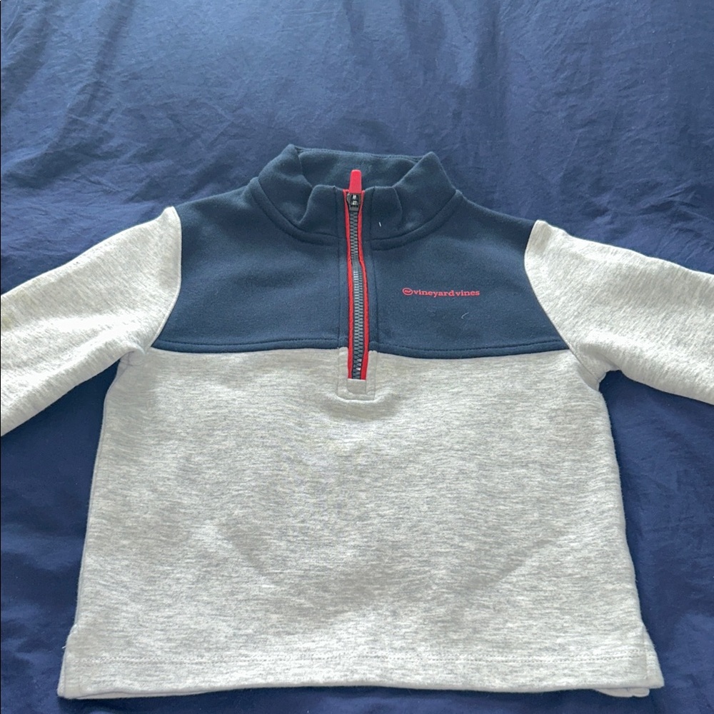 Vineyard Vines Kids' Blue and Gray Quarter-Zip Sweatshirt